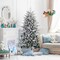 Costway 4.5/6/7 FT Flocked Christmas Tree with 8 Lighting Modes 160/260/350 Multi-Color LED Lights